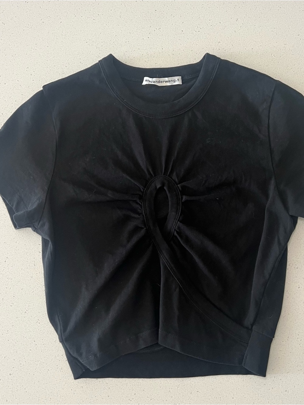 ALEXANDER WANG Black Short Sleeve Crop Top T-shirt Size Small